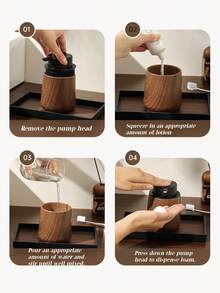 1pc Vintage Wood Grain Bathroom Foaming Soap Dispenser, Hand Wash & Dish Soap Storage Container, Farmhouse Decor, Foaming Soap Dispenser, Home Decor Accessory - Multicolor - View 6