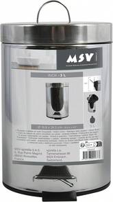 MSV, Edelstahl-Tretabfalleimer, Fußpedal, für kleine Räume, Sanft schließender Deckel, mit Inneneimer, Rund, 20 Liter, Spiegel