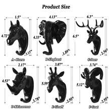 Lot de 1 – Crochets de style européen – sans perçage – forte adhérence – décoration murale – patères – tête de cerf, éléphant, rhinocéros, cheval, chèvre - Chèvre noire - Voir 5