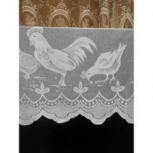 Rooster Valance Curtain 60x14 Inch - Country Kitchen Decor Semi Sheer Lace Window Treatment - White Farmhouse Style Rod Pocket Curtain - Multicolor 285 - View 2