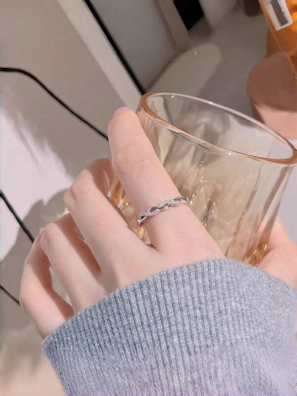 1 قطعة خاتم من الفضة الإسترليني عيار 925 بتصميم متموج متقاطع، بتصميم حبل مضفور، متعدد الاستخدامات، متوفر بألوان متعددة