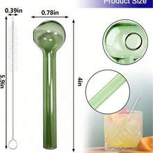 12/20 ống hút thủy tinh, đầu tròn ngắn 4 inch, kèm cọ vệ sinh, chịu nhiệt, dùng cho cocktail/cà phê/ly, có thể tái sử dụng - 20 ống hút - Xem 3