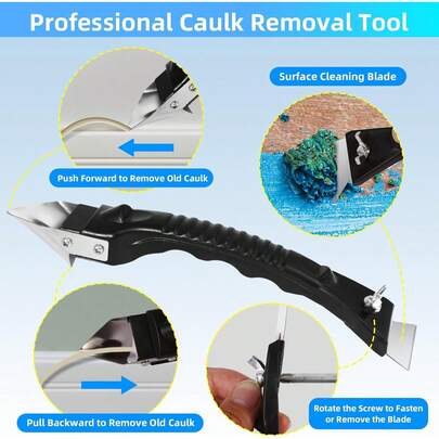 Kit de Herramientas de Eliminador de Sellantes, Removedor de Sellador y Masilla y Lechada, Eliminador de Silicona Para Juntas, Herramienta Para Calafateo Rascador Para Eliminar Silicona Persistente
