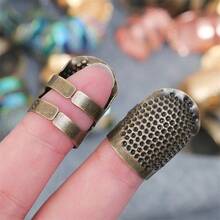 2/3/4 piezas/ Dedal vintage para coser, funda protectora de metal para el dedo, herramienta de accesorios para manualidades, bordado de punto de cruz y uso doméstico - Multicolor - Ver 11