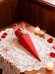 6 túi đựng hoa màu đỏ, thích hợp cho bó hoa, bó hoa hồng đơn, túi đựng hoa hồng hình tam giác trong suốt, giấy gói hoa tự làm, thích hợp cho lễ tốt nghiệp, đám cưới, Ngày Valentine, Ngày của Mẹ, quà tặng cho mẹ, cắm hoa sinh nhật (Màu đỏ) - Đỏ - Xem 9