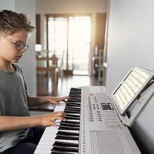GEP-110 61 Key Lighting Keyboard With Piano Stand, Piano Bench, Built In Speakers, Headphone, Microphone, Music Rest, LED Screen, 3 Teaching Modes For Beginners - Grey - View 3