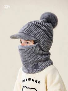 1 Stück Kinder Ohrenklappenmütze, dick und warm gestrickter Winterbeanie für Jungen und Mädchen, geeignet für den täglichen Gebrauch, Outdoor, Schnee, Alter 3-8