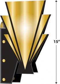 Beistle 3-D Great 20s Wall Sconces \U2013 4-Pack Double-Sided Art D Cardstock Drations With Gold And Black Geometric Design For Roaring 20s, Vintage And Gatsby-Inspired Parties, 15" - 黑色 - 查看 2