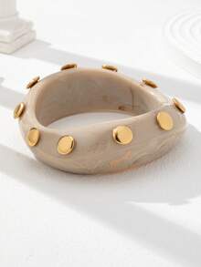 1pc Rivet Resin Bracelet, Women Asymmetrical Chunky Acrylic Personalized Bracelet Set, Stackable, Suitable For Daily Wear - Multicolor - View 9