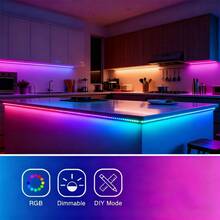 Two Control Modes: 44-Key Remote Control And Phone APP Control, Smart App Control Music Synchronization Color Changing RGB LED Light Strip With Remote Control, LED Lights For Bedroom Room Home Decoration Party Festival, Room Decoration Supplies, Home Decoration Items, Bedroom Decoration,Smart LED Strip With 44-Key Remote - Colorful - View 10
