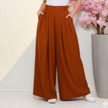 Women's Wide Leg High Waist Wide Leg Pants - 銅色 - 查看 7