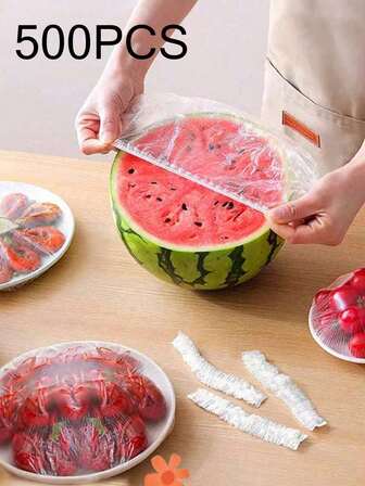 500pcs/300pcs/200pcs/100pcs Portable Food Preservation Covers, Stretchable Food Wrap Lids, Easy-To-Use Vegetable Covers, Refrigerator Preservation & Moisture-Retaining Tools, Alternative To Plastic Bags, Fruit Preservation, Antibacterial