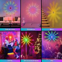 Luces LED inteligentes, Sebami Luces de fuegos artificiales con control remoto y aplicación, RGB Fireworks luces LED para dormitorio, fiesta, bar, dormitorio, pared - Multicolor - Ver 3