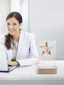 [2D Acrylic Award Plaque] - 8 Styles Available, Customizable Text, Name And Photo - With Wooden Base, Suitable For Employee Recognition, Retirement And Other Occasions - Customized Award For Employees, Colleagues And Friends - Multicolor - View 3