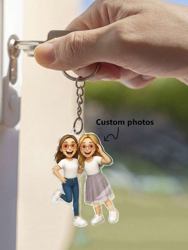 1pc Customized 2D Character Style Children's Accessory, Personalized Keychain Gift Based On Uploaded Photo For Family And Friends