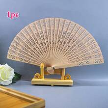 1-30pcs Elegant Folding Wooden Fans, Bohemian Style Hand Fans, Hollow Carved, Portable Lightweight Wooden Fans, Suitable As Photography Props, Graduation Gifts For Women, Home Decor, Use In Summer, Beach Or Travel To Enjoy Cool Breeze, Personalized Carved Wooden Wedding Fans