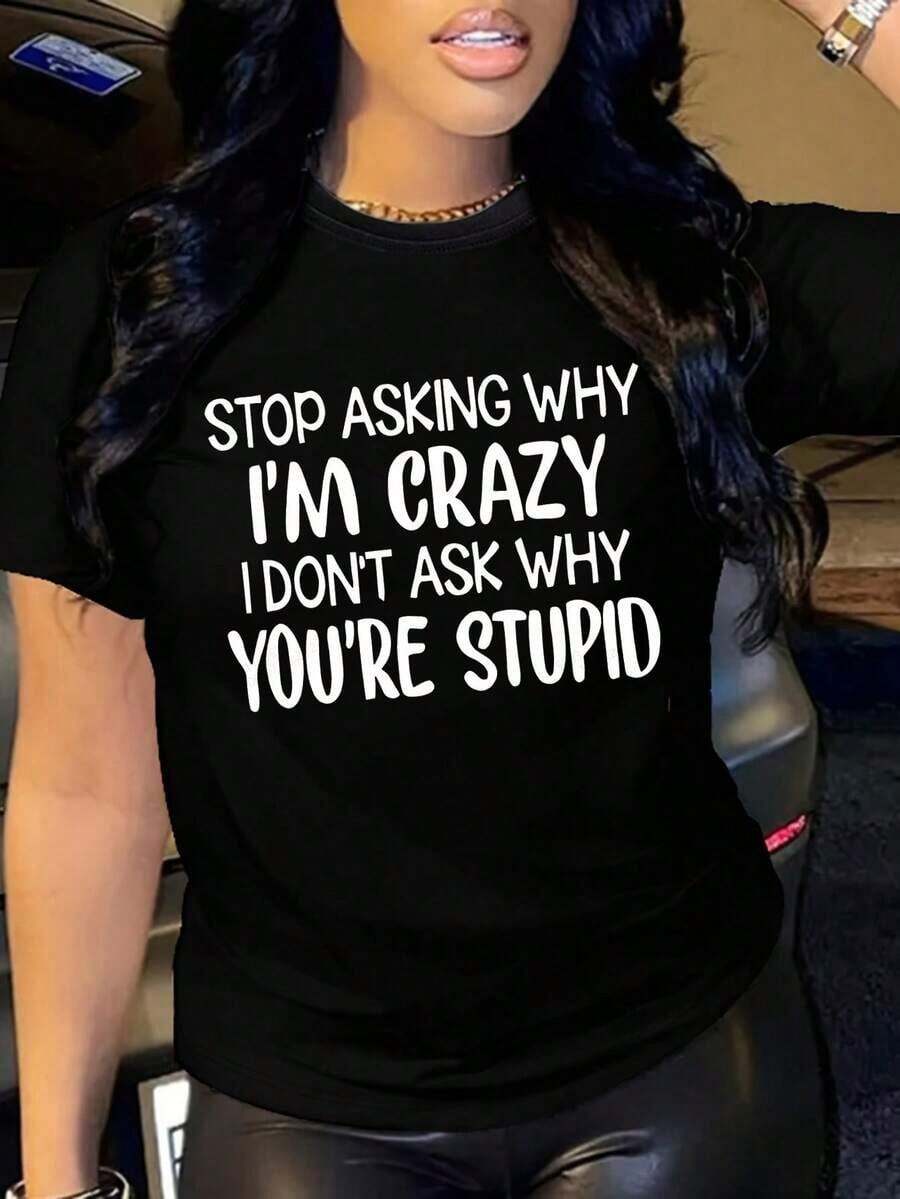 Camiseta de manga corta para mujeres con la letra "Por Dios, mimada por mi esposo" - Negro - Ver 1