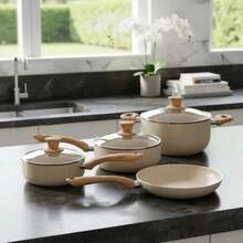 Non-Stick Ceramic Cookware Set With Glass Top 4pcs
