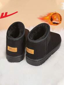 WARRIOR 1双多功能保暖女式雪地靴，加厚保暖内衬，纯色短筒设计，舒适防寒，适合户外日常室内穿着，时尚休闲冬季雪地靴 - 黑色 - 查看 5