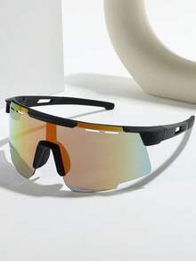 1pc Oversized Gradient Color Unisex Sports Eyeglasses, Suitable For Road Cycling, Driving, Beach, Soccer, Daily Wear, Multi-Functional Fashion Glasses