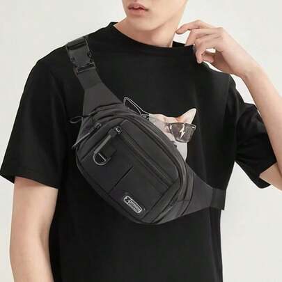 Pochete unissex à prova d'água com vários bolsos. Adequada para uso diário, esportes e viagens.