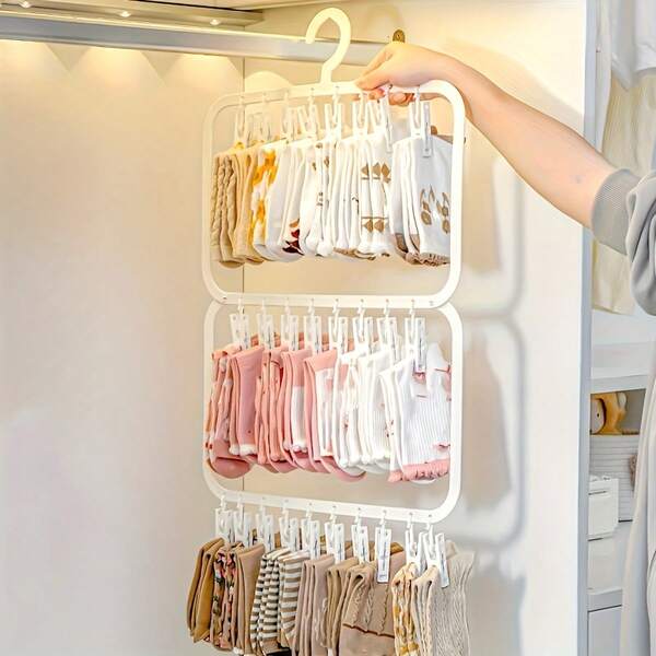 Vielseitige Multi-Clip Socken & Unterwäsche Trockenhalter - platzsparender Organizer für Schlafzimmer, Badezimmer und Studentenwohnheim