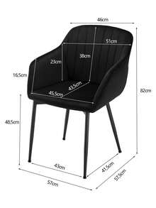 Goeurvant Velvet Modern Dining Chairs With Vertical Stripes Set Of 2 4 6 Designer Style Seats With Armrests & Metal Legs In UK Stock & Fast Delivery Elegant Furniture For Dining & Living Room Black - 黑色 - 查看 11
