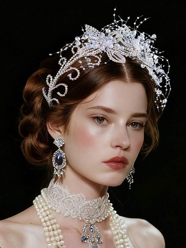 1 Stück Haarband mit Strass-Blumen Dekor, elegantes Haaraccessoire für Frauen, geeignet für Hochzeit, Party, Feier, Aufführung