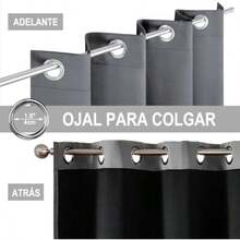 NANWEI 100% Cortinas Blackout, Cortinas Largas con Forro Negro para Estar/Recámara Ventana, Ojales en la Parte Superior, Aislamiento Térmic, Reducción Ruido, 2 Paneles (, 132 x 213.3 cm)(Gris 132An x 241Al cm (2 Paneles)) - Tipo 5 - Ver 4