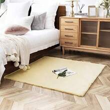 Ashler Soft Fox Faux Fur Chair Couch Cover Area Rug for Bedroom Floor Sofa Living Room(4 x 4 ft Square Yellow) - Tipo 5 - Ver 3