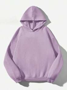 Sudadera  SudaderaschristmasAttitoon Casual Minimalist Navy Blue Hooded Long Sleeve Loose Fit Thick Sweatshirt For Women, Suitable For Autumn/Winter,FallLoose And Comfortablewinter Clothes For Women>Sweatshirtswinter Clothes For Women>Sweatshirts - 淡紫色 - 查看 2