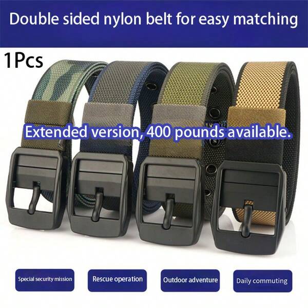 1 Stück Herren Doppelseitiger Nylongürtel, Verlängerte Version unterstützt bis zu 400 LBS, geeignet für vielfältige Kombinationen, unisex Design für spezielle Einsätze & tägliche Fahrten, für Große Größen geeignet