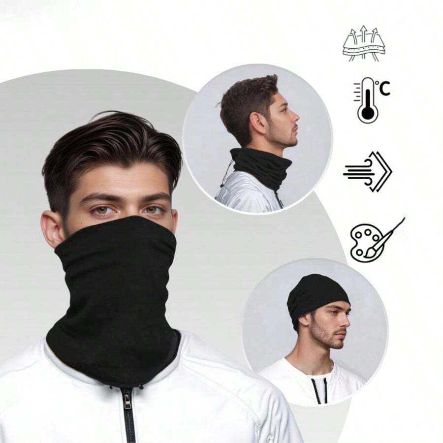 Men's Ski Mask, Windproof Snow Mountain Head Cover, Fleece Neck Warmer, Cycling Cold-Proof And Warm Mask, Integrated With Scarf. Suitable For Men And Women's Winter Outdoor Cycling And Sports, Windproof, Cold-Resistant, Thermal Lined And Thickened, Multi-Functional Design. - Multicolor - View 1