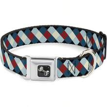 BuckleDown Diamond Plaid BluesKhakiRed Pet Dog Collar Bone Wide Medium1623