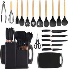 19 PZ DE JUEGOS DE UTENZILIO PARA UNA GRAN COMODIDAD PARA TU HOGAR EFICAZ PARA CUALQUIER TIPO DE COCINA DETALLADO - Negro - Ver 1