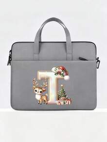 New Christmas Letter Graphic Laptop Bag, Fits 14-Inch Laptop Or Tablet, Fashionable Water-Resistant Fabric Briefcase For Men Christmas Bags
