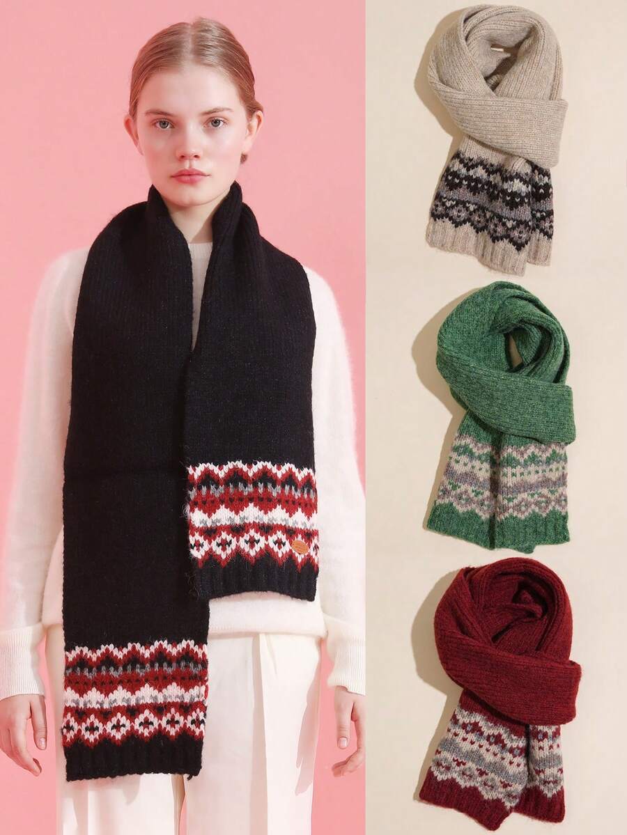 1pc Elegant Striped Warm And Windproof Women's Neck Scarf, Suitable For Daily Wear, Commuting, Outdoor, Travel, Fashion Versatile Accessory