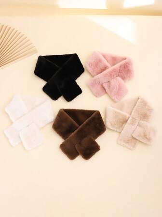 1 pieza Cuello de mujer de unicolor, de felpa y cálido, versátil y de moda, adecuado para otoño/invierno, uso diario, actividades al aire transporte