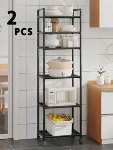 1 pieza Estantería de almacenamiento multiusos, móvil con barandilla, adecuada para cocina, baño, sala de estar, entrada, dormitorio, estudio, oficina, regalo de vacaciones, regalo de Navidad, regalo para niños - Multicolor - Ver 13