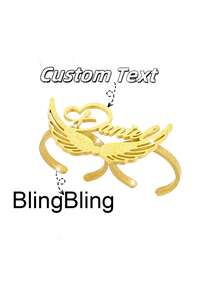 Cincin Nama Kustom, Cincin Pasangan Stainless Steel Ganda dengan Mahkota, Hati, dan Huruf, Dapat Diatur, Hadiah Ulang Tahun yang Istimewa untuknya, Hadiah Hari Ibu untuk Ibu - Sandblasting-emas - View 5