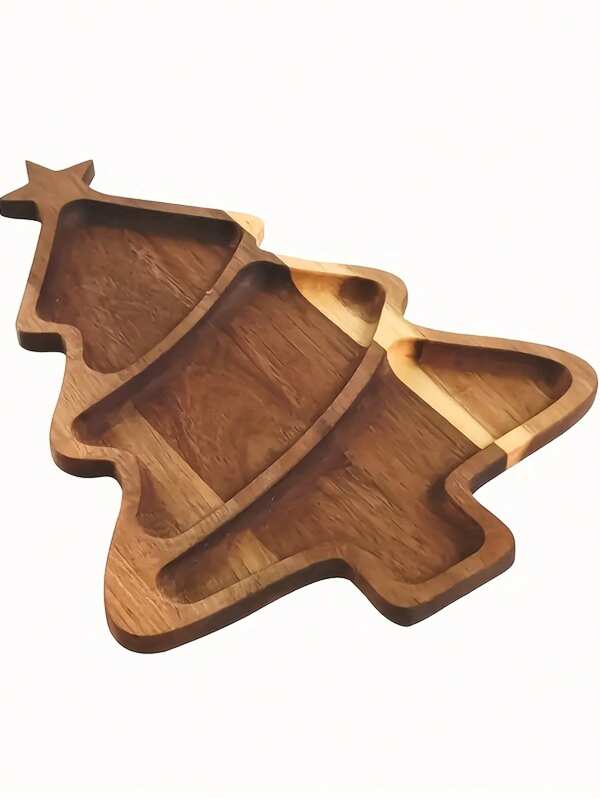 1 Peça Bandeja de Servir com Formato de Natal, Prato Decorativo Reutilizável para Lanches, Doces, Frutas, Travessa Multiuso para Sobremesas, Tábua de Queijos de Madeira, Adequado para Decoração de Natal, Lembrancinhas de Festa, Decoração Outonal para Casa, Ambiente Encantador