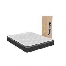 DreamFit Colchón Híbrido,colchon individual │ matrimonial │queen size Ortopedico,Ergonomicas,Antibacteriana,Antiácaros,Transpirabilidad,Antialérgico,Resistente a la humedad,colchon memoria En Caja,Alivio de Presión y Extremadamente Cómodo,Firmeza media,Certificado CertiPUR-US®, colchones Espuma, colchon Resortes - Blanco y Negro - Ver 12