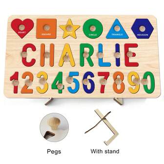 Montessori Toddler Toys, Wooden Name Puzzles For Toddlers 1-3, Custom Puzzle Name Baby, Personalized Name Puzzle New Easter Gifts For Kids Wooden Toys 3D Alphabet Jigsaw