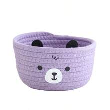 1pc Handmade Woven Teddy Bear Storage Basket, Cartoon Cute Desktop Organizer Basket