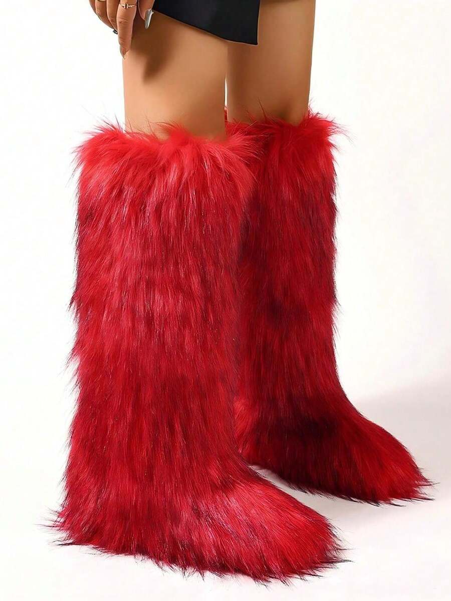 New Winter Warm Plush Faux Fur Snow Boots In Black And Brown Ankle Length, With Soft Lining And Comfortable One Foot Design, Suitable For Outdoor And Indoor Wear In Cold Weather. Men's And Women's Couple Snow Boots,  Faux Fur Long Fur Floor Boots, Classic And Versatile Snow Boots For Women, Black Knee High Boots,Smooth Fur Touches The Ground, Perfect For Christmas & Halloween, Y2K Style! Y2K Fashion Men's & Women's Snow Boots - Faux Raccoon Fur, Silky Smooth Floor-Reaching Fur, Solid Classic Shade, Ideal For Christmas & Halloween! Short Ankle Unisex Snow Boots With Faux Raccoon Fur - Solid Classic Color, Ultra-Smooth Fur Hits The Ground, Must-Have For Christmas & Halloween, Edgy Y2K Vibe! Christmas & Halloween Essential Faux Raccoon Fur Snow Boots (Unisex) - Solid Classic Hue, Smooth Fur Touches The Floor, Stylish Y2K Look! Y2K Short Ankle Snow Boots For Men & Women - Faux Raccoon Fur, Super Smooth Floor-Length Fur, Solid Classic Color, - Đỏ - Xem 1
