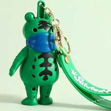 按压致敬青蛙，致敬青蛙，汽车钥匙扣，可爱情侣吊坠，网民青蛙毛绒挂件礼物 - 綠色 - 查看 6