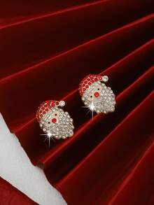 1 Pair Rhinestone Santa Claus Earrings, Fashionable Jewelry For Women, Suitable For Holiday Parties - Multicolor - View 2