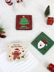 1pc Christmas Series High Definition Makeup Mirror, Pocket Mirror With Christmas Tree, Santa Claus, Gingerbread Man, Snowflake Designs, Great Gift For Girls, Portable For Travel,Cheap,Stocking Stuffers,Makeup,Makeup Tools,Cheap Stuff,Gifts,Gifts For Women,Christmas Gifts