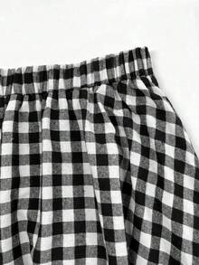 EARO Thiết kế cổ điển kiểu Pháp thời trang cao cấp đa năng thường ngày váy kẻ caro dài xếp ly thanh lịch hình chuông đi làm, váy xòe chữ A không co giãn, cạp cao mùa đông mới, thanh lịch, ôm eo, thoải mái, không co giãn - màu đen - Xem 5