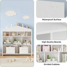 Organizador de Juguetes de 9 Cubos, Estantería Infantil de 103 cm de Ancho, Estante Blanco para Niños y Niñas, Mueble de Almacenaje para Sala, Recámara o Guardería - Blanco - Ver 4